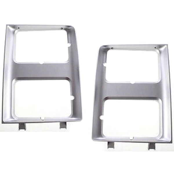 New Headlight Doors/Bezels Set of 2 Driver & Passenger Side Chevy Silver Pair